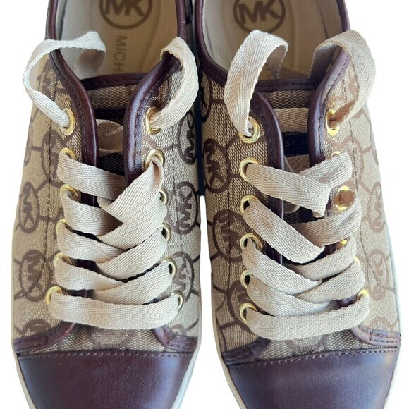 MICHAEL KORS City Sneaker Signature MK Jacquard Brown Size 6.5‎ - Picture 5 of 16